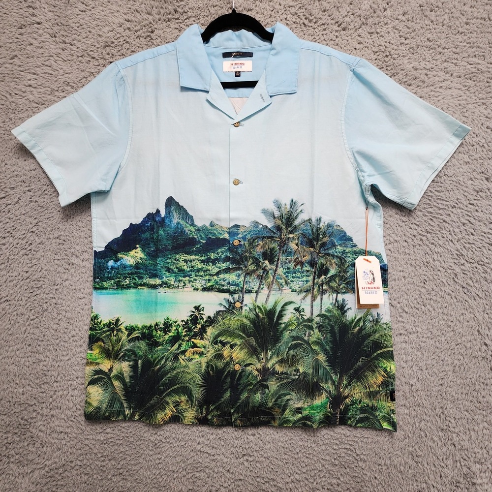 Roark Gonzo Palms Camp Collar Shirt Men Large Hinano Otemanu Vacation Travel NEW - Picture 2 of 14